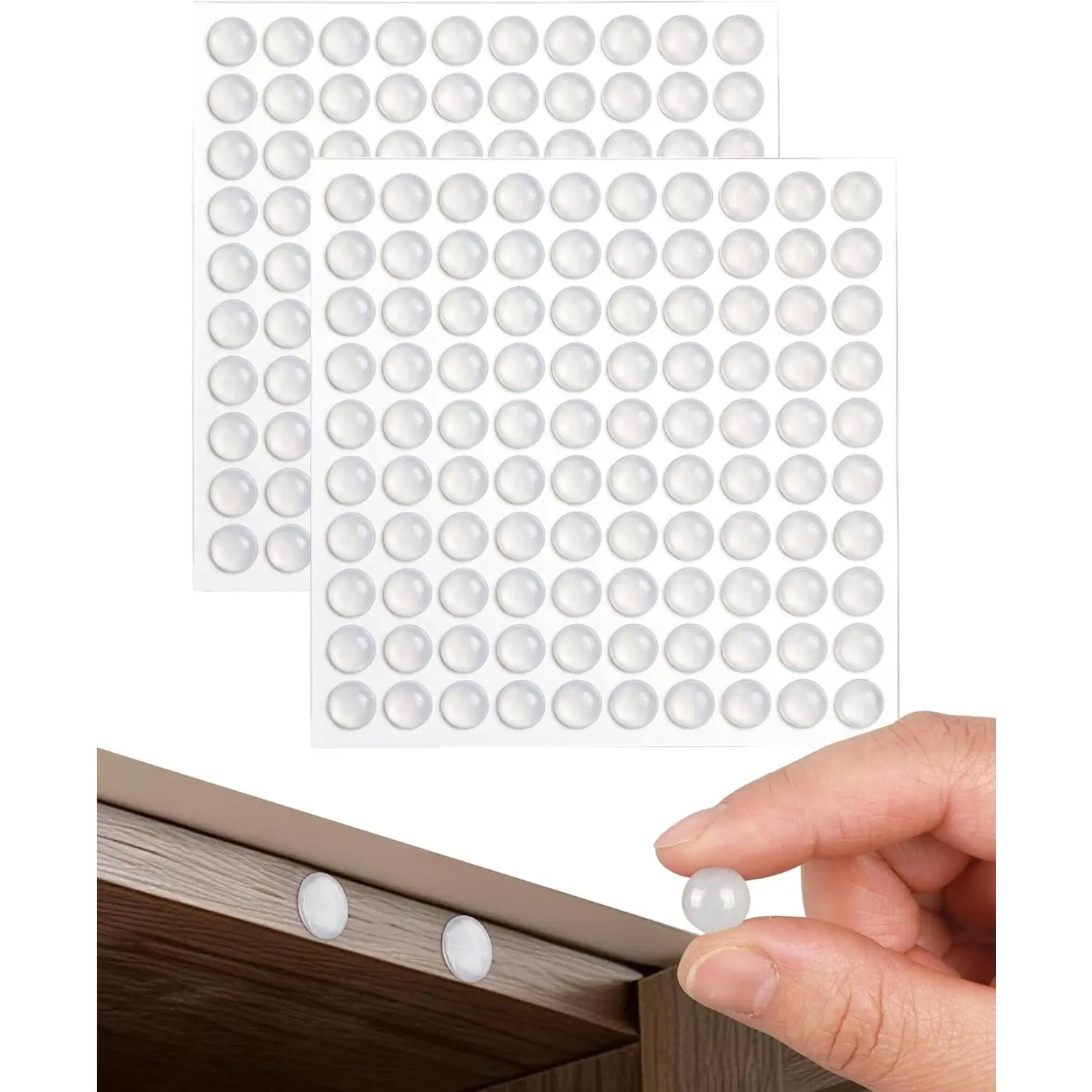 200 count Clear  Cabinet Door Bumpers, Self Adhesive Soft Rubber Sound Dampening Bumper Pads, Noise Reduction Anti Slip Cushion for Kitchen Drawers, Cupboards, Furniture, Picture Frames