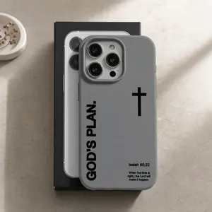 1PC "God's Plan" Isaiah 60:22 Bible Verse Cross Smartphone Casing, Large-Hole Liquid Silicone Skin-Friendly Protective Cover for iPhone 11-17 Pro Max Plus Air Pro, Christian Gift Cellphone Accessories for Devices