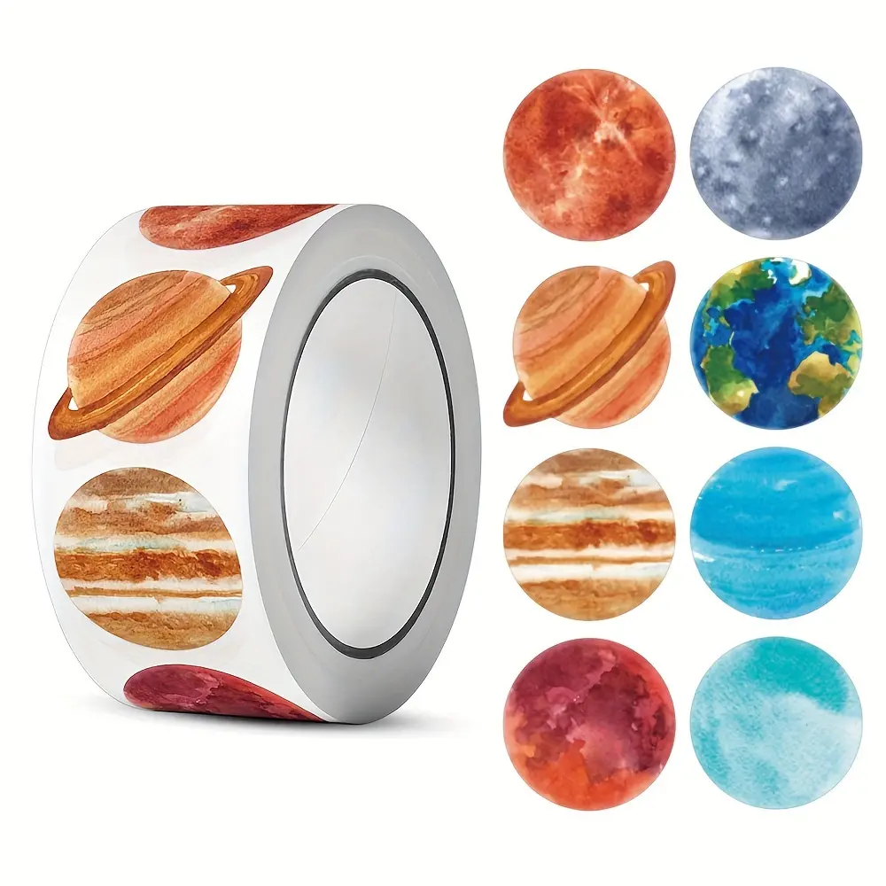 Solar System Planet Stickers, 500 Decorative Labels for Office Supplies, Gifts & Water Bottles, Educational Classroom Use