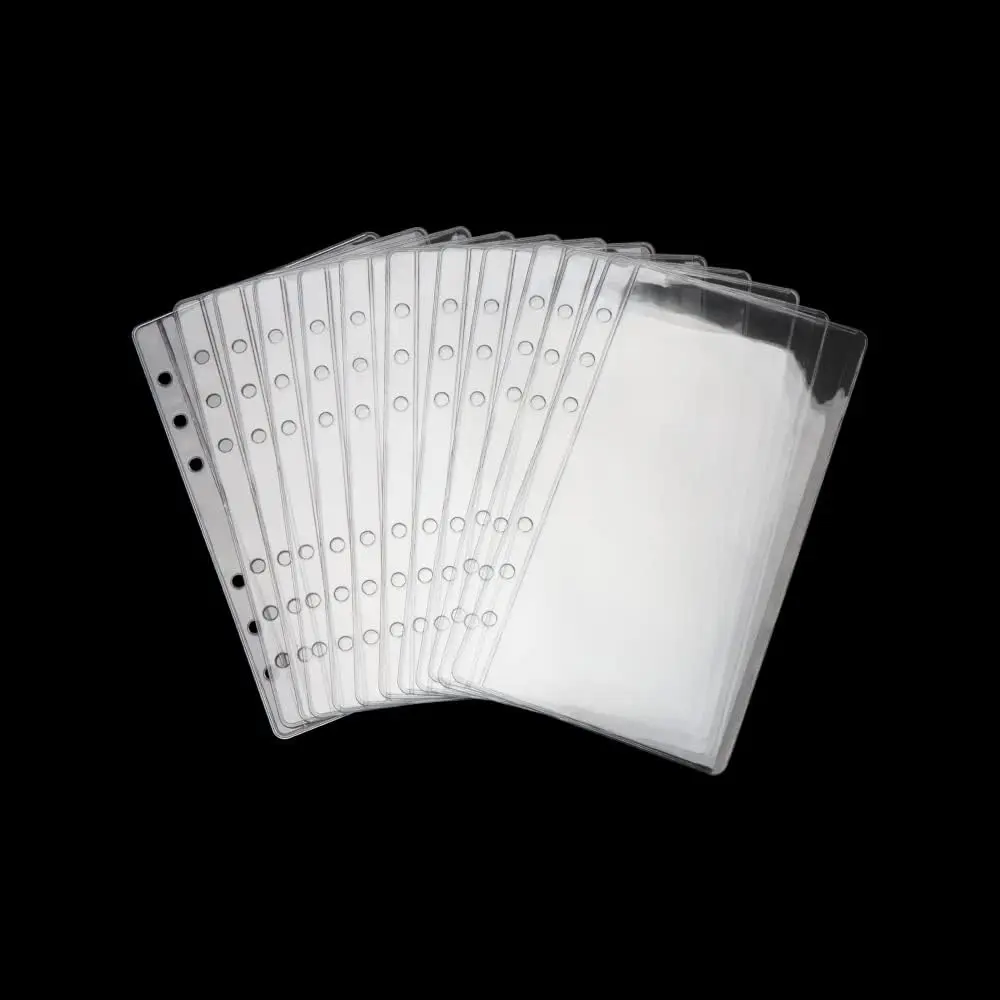 A6 Binder Pockets 12 count Clear PVC Binder Pouches 6 Holes Zipperless Side Open  Budget Envelopes  Document Filing Bags for A6 Binder Protectors Photos,  Organize