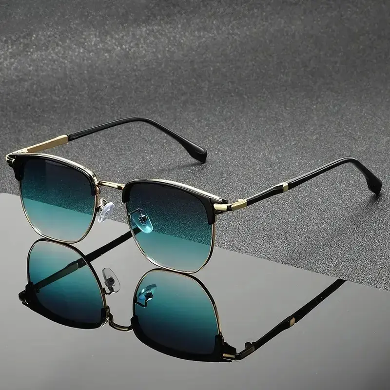 Unisex Classic Square Sunglasses, Branded Metal Frame Sports Eyewear for Outdoor Activities