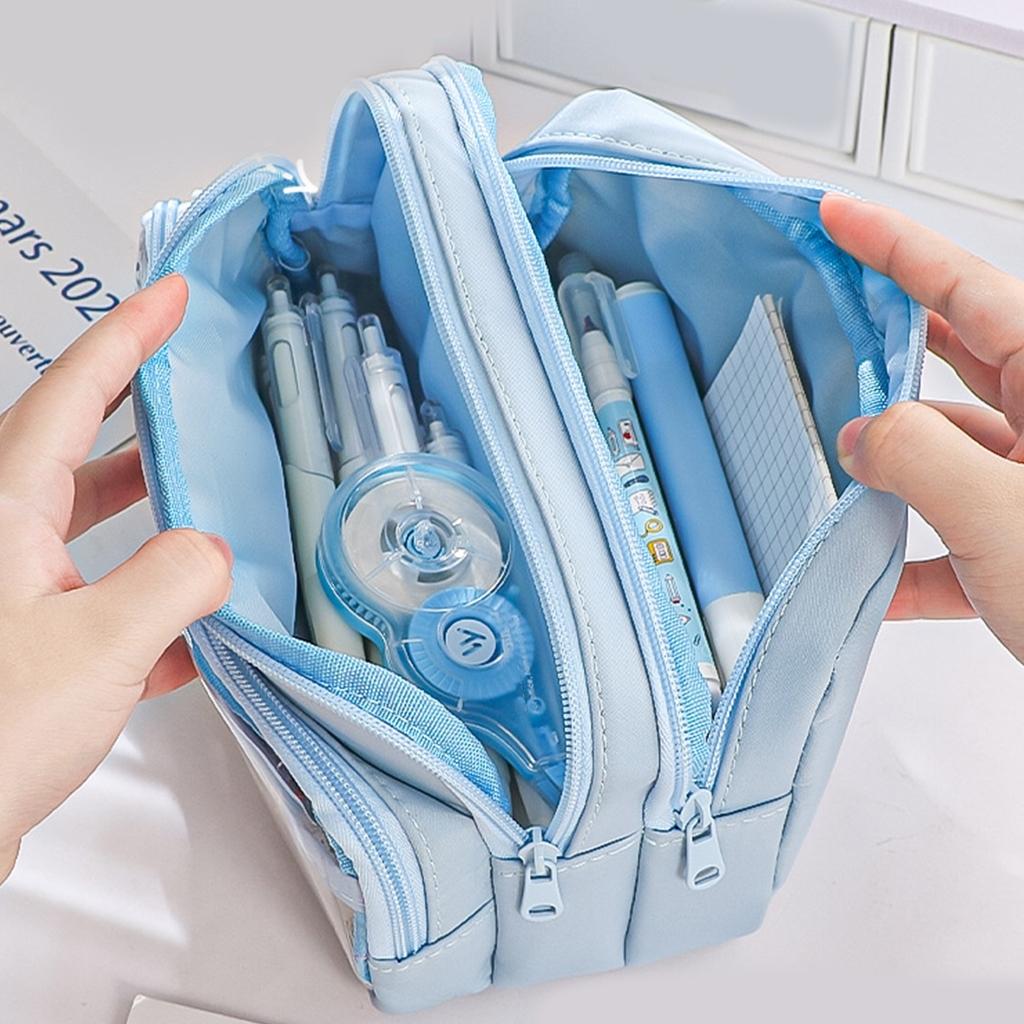 Large Capacity Pen Case Multifunctional Expandable Compartments Pencil Organizer