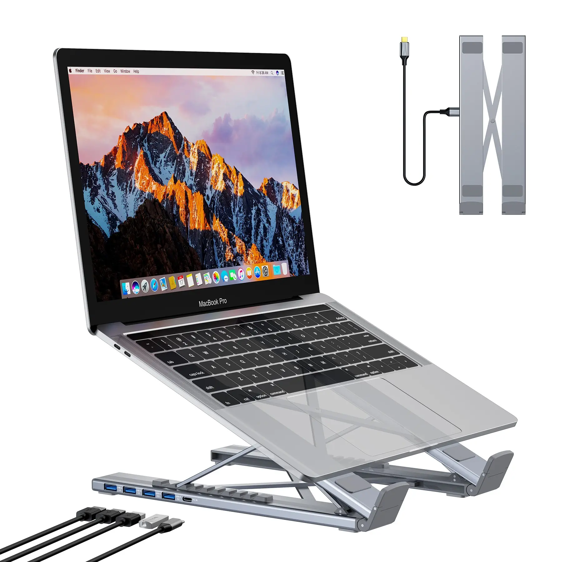 5 In 1 USB C Laptop Docking Station Stand With USB C, 2 USB 3.1, SD TF Card Ports,PD 100W, Universal Docking Station For MacBook