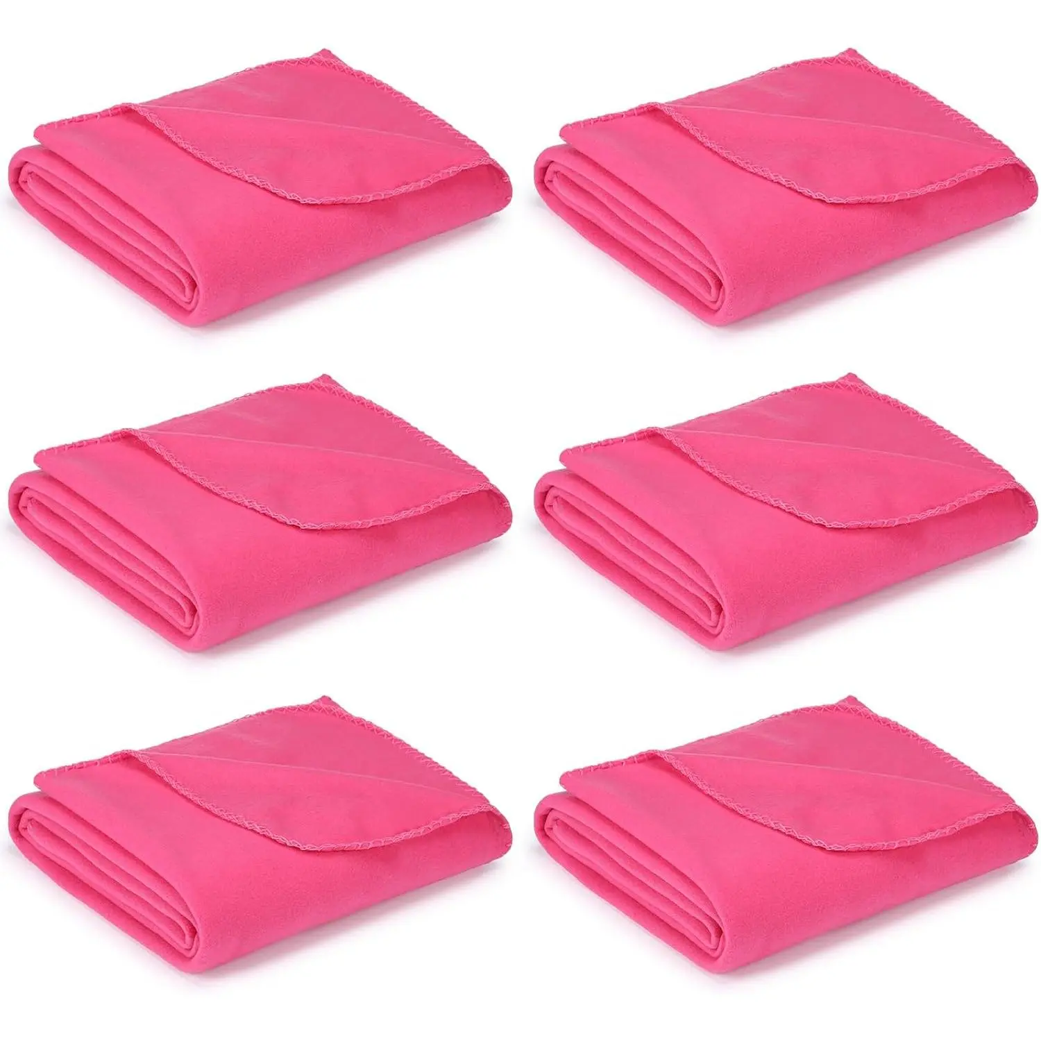 6 Pack Hot  Fleece Sleepover Blankets Bulk, 59" x 48" Soft Lightweight Throw Blankets for Couch, , Slumber Party, Movie & Bachelorette Party