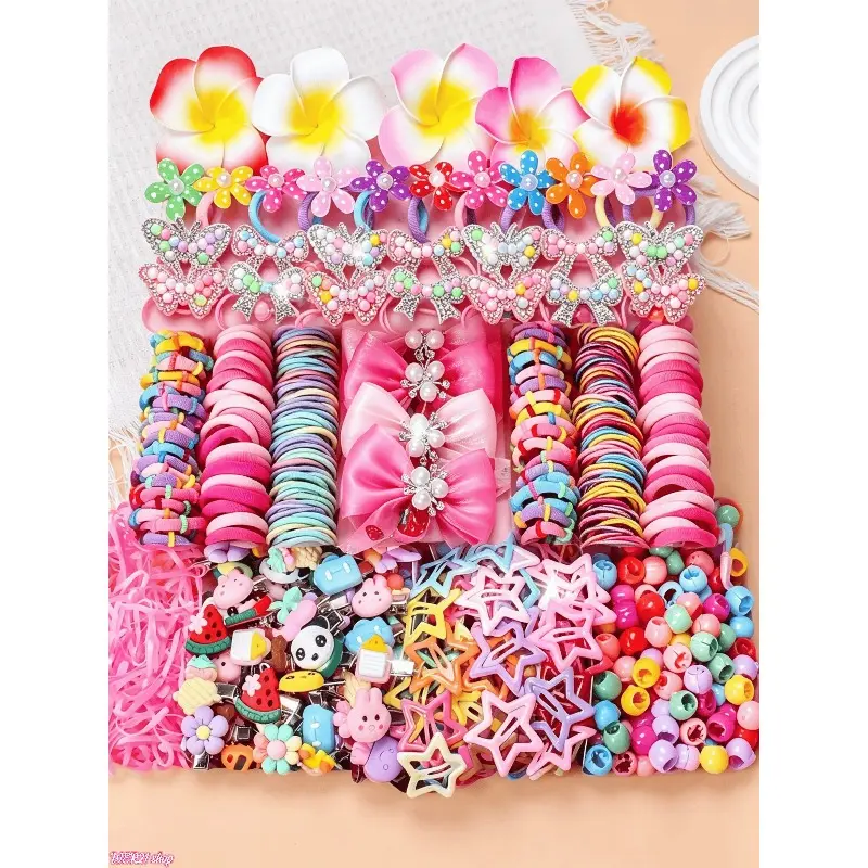 [Back To Shcool]546 Pcs Girls' Hair Accessories Set, Colorful Cartoon Hair Clips, Flower Barrettes & Elastic Hair Ties for Daily Wear, School & Birthday Gifts