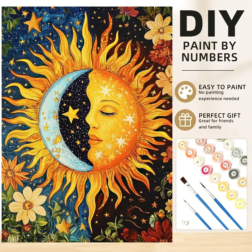 Paint by Numbers Kits for Adults - DIY Acrylic Painting Supplies with Themed Canvases (Unicorn, Christmas Tree Red Truck, Wolf Couple, Celestial, Rose Butterfly, Skeleton Floral Tree) Wall Decor Gift