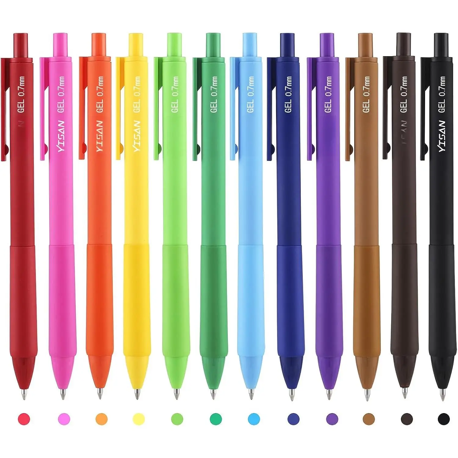 Colored Gel Pens, 12 Pcs Retractable 0.7mm Fine Point Roller Ball Pens with Quick-Dry Ink, Smooth Writing for Journaling, Note Taking, 71082 Model Office Stationery, Retractable Pen