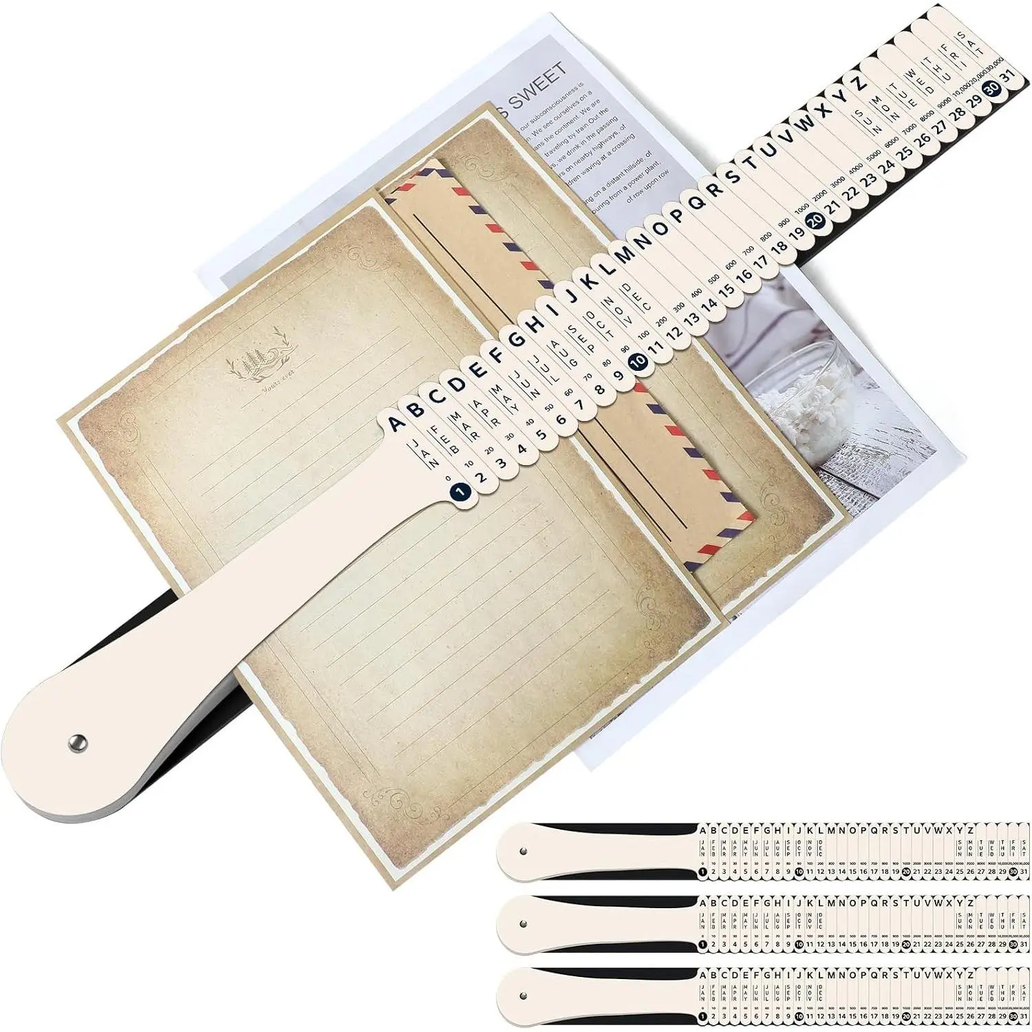 Compact Upright Plastic All-Purpose Alphabetical Document Sorter, Space Saving Paper File Organizer for Office, Beige, 2.52 x 23.5 Inches, 2 Sets