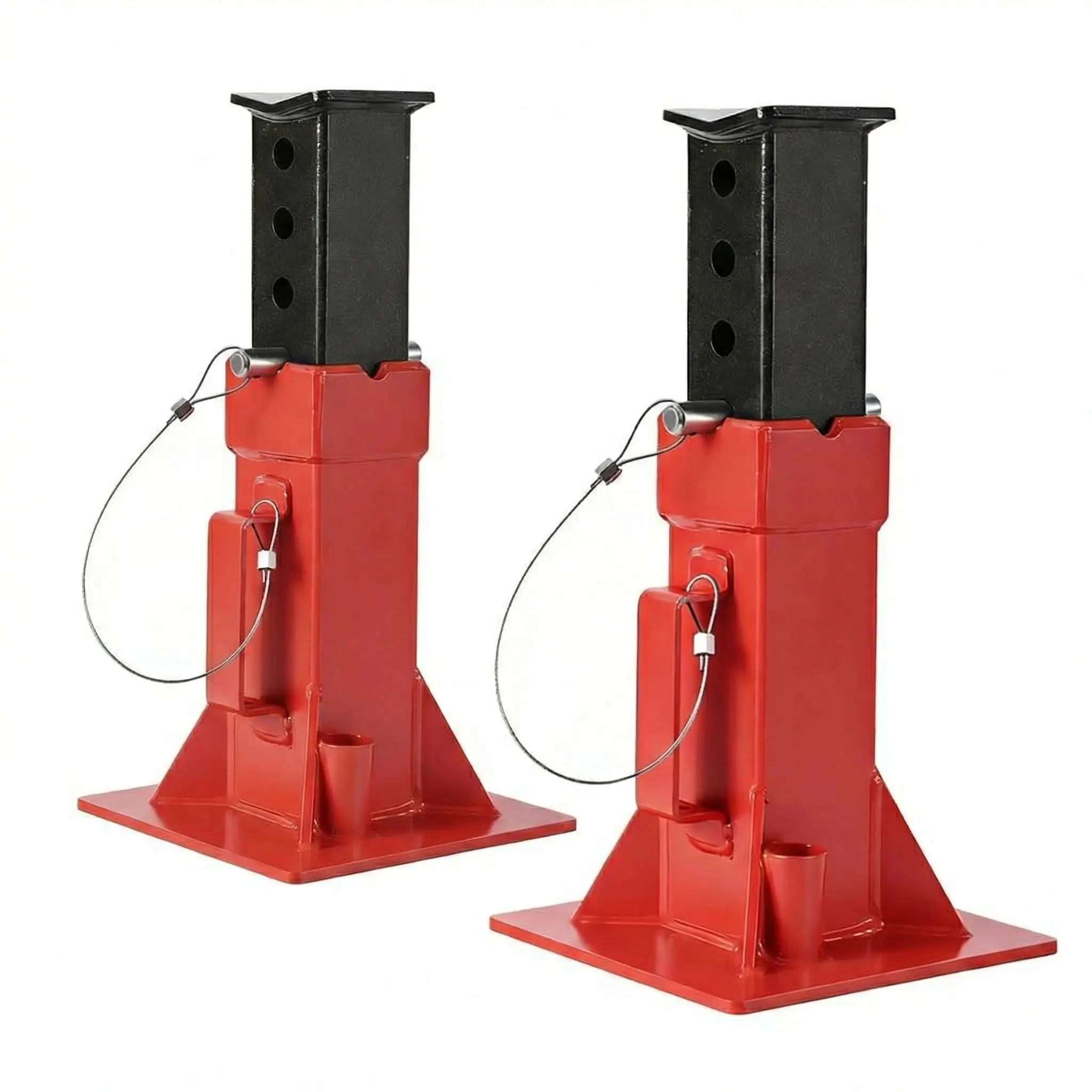 22 Ton Jack Stands – 2 Pack – 13-19.68" Height – Pin Lock Quick Adjust – for Trucks/RVs/Trailers – Heavy Duty Steel – Red – Garage Equipment
