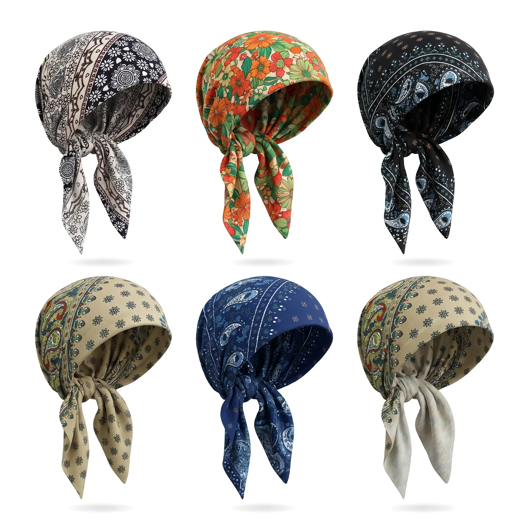 Women's Soft Pre-Tied Turban Beanies - Black, Blue, Bohemian Army Green, Casual Daily Chemo Headwear for Hair Loss, Comfortable Elastic Multipurpose Headband Cap, Fabric