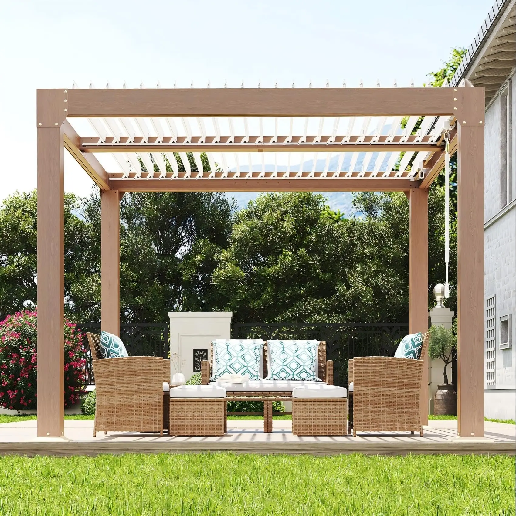 Garvee Louvered Pergola - 10'x10' Outdoor Pergolas with Adjustable Louvered Roof, Reinforced Aluminum Frame, Integrated Drainage System, Outdoor Gazebo for Deck, Patio, Backyard and Garden