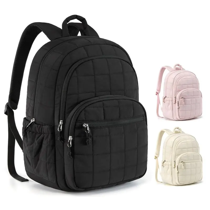 Women's Preppy-Style Quilted Backpack - Water-Resistant Backpacks for School, Travel & Casual Daypack Fitting 15.6-in Laptop