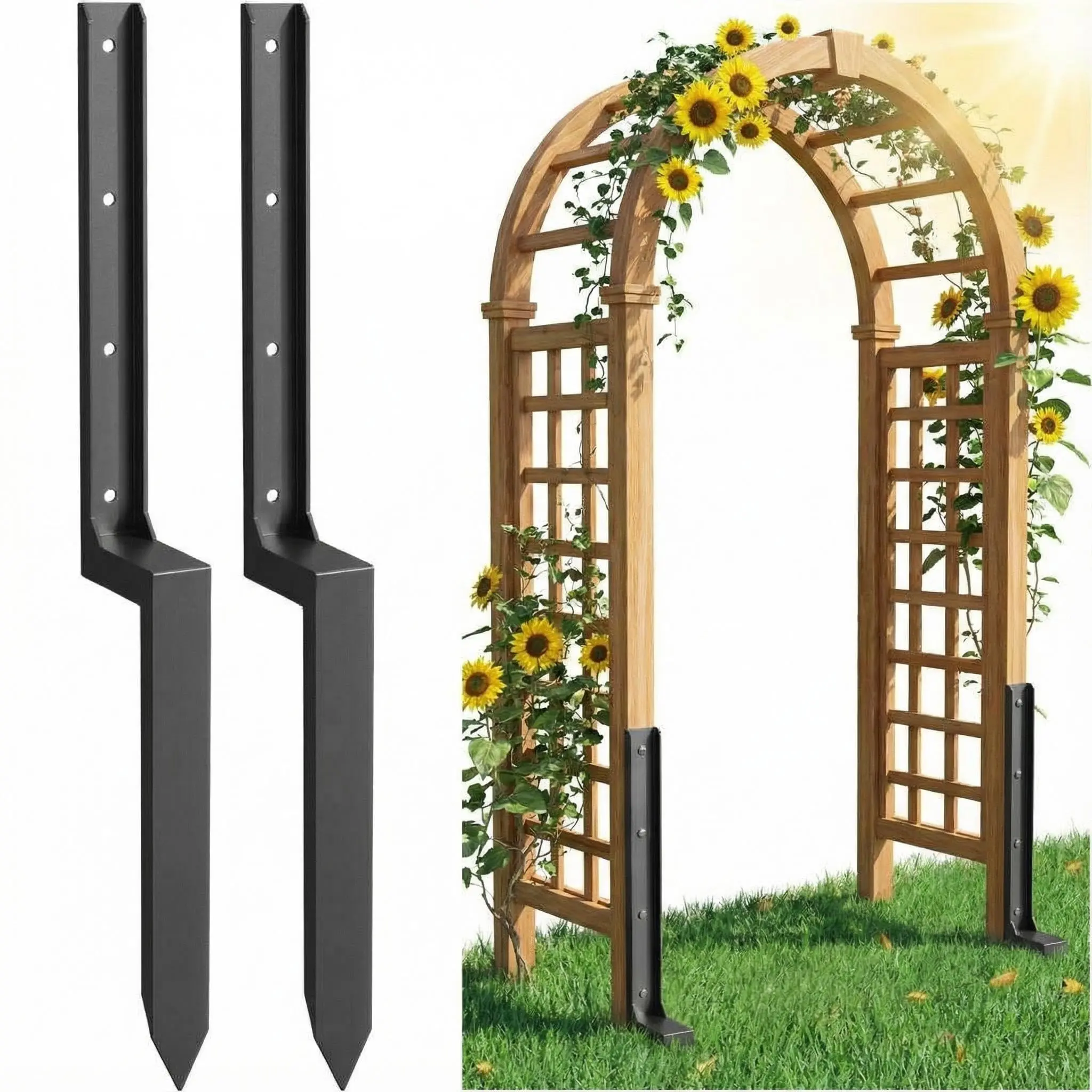 Heavy Duty Fence Post Repair Kit, No-Dig Metal Stake for 4x4 6x6 Wooden Posts, Galvanized Steel H-Frame Anchor Bracket, Fix Leaning Broken Fence Mailbox Deck, Includes Screws & Drill Bit (2/4/6 Pack)