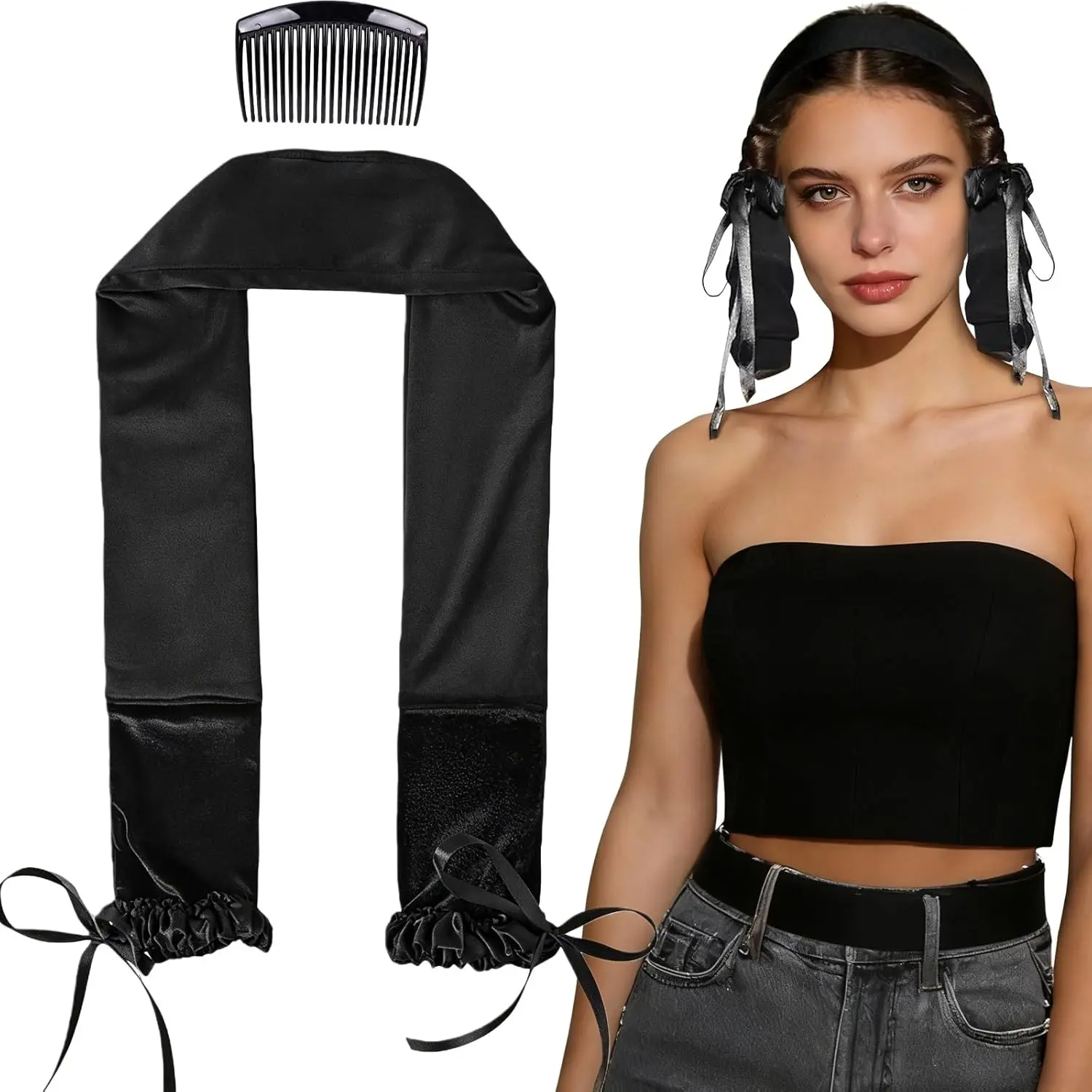 Sleepie Tie Heatless Curling Scrunchie, Heatless Styling Tools, Overnight Blowout, Sleep Hair Tie, Damage-Free, Soft Rollers for Long Hair, Heatless Curler