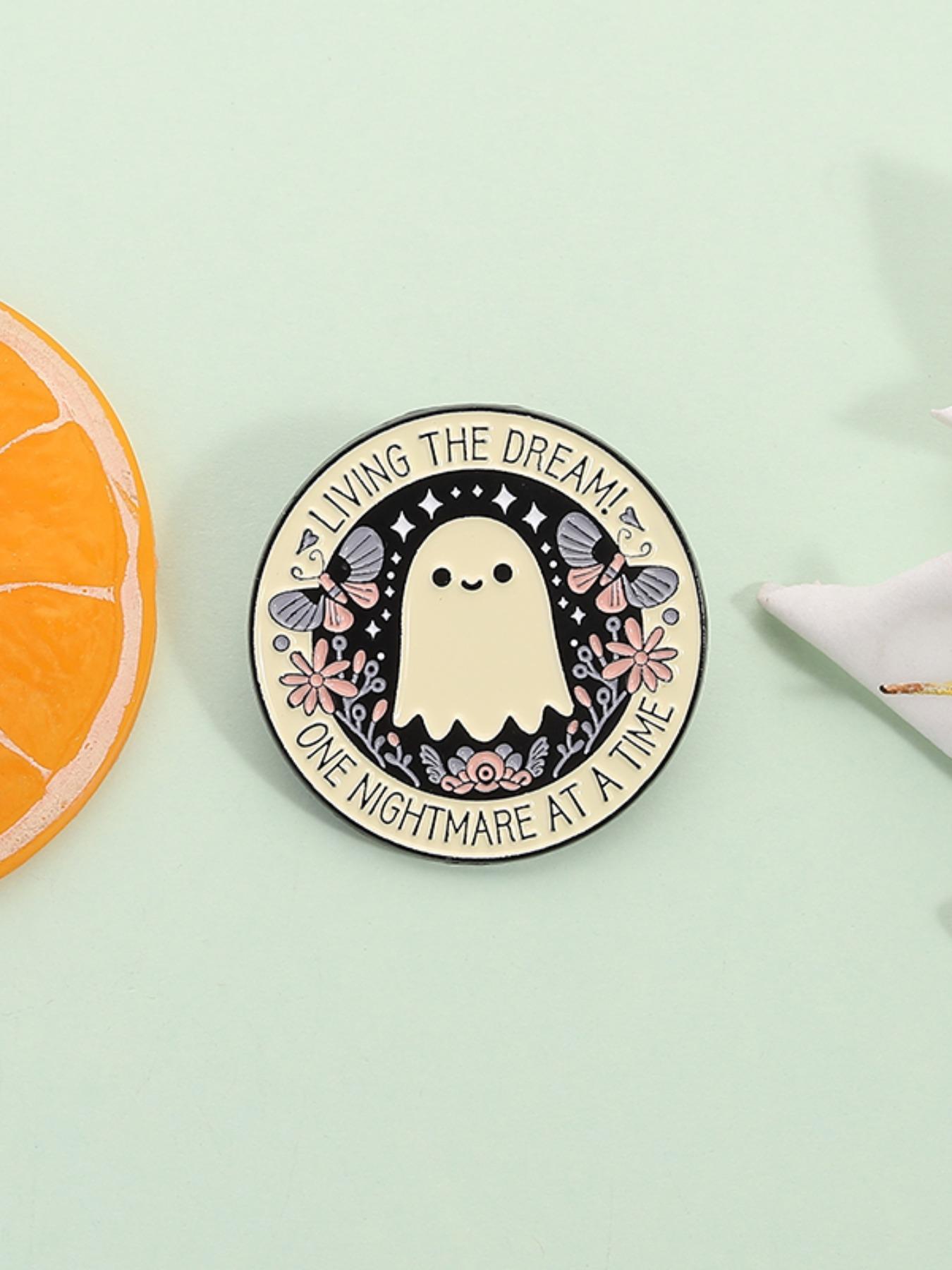 Cute Ghost Design Brooch, Fashion Brooch for Women & Men, Enamel Pin Suitable for Backpacks, Jeans, Scarves, Hats Decoration, Casual Alloy Accessories for Daily Wear, Flower Brooch Pin