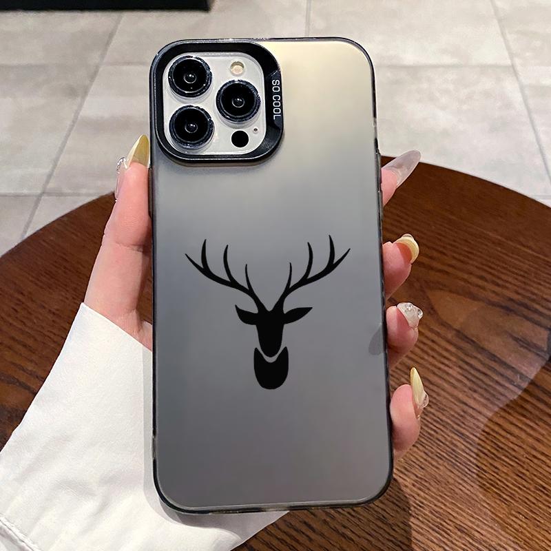 Stag Silhouette Pattern Phone Case for iPhone 16 15 14 Pro Max 16E 13 12 11 XR XS Plus Shockproof Anti-Scratch Durable PC Back Protective Cover