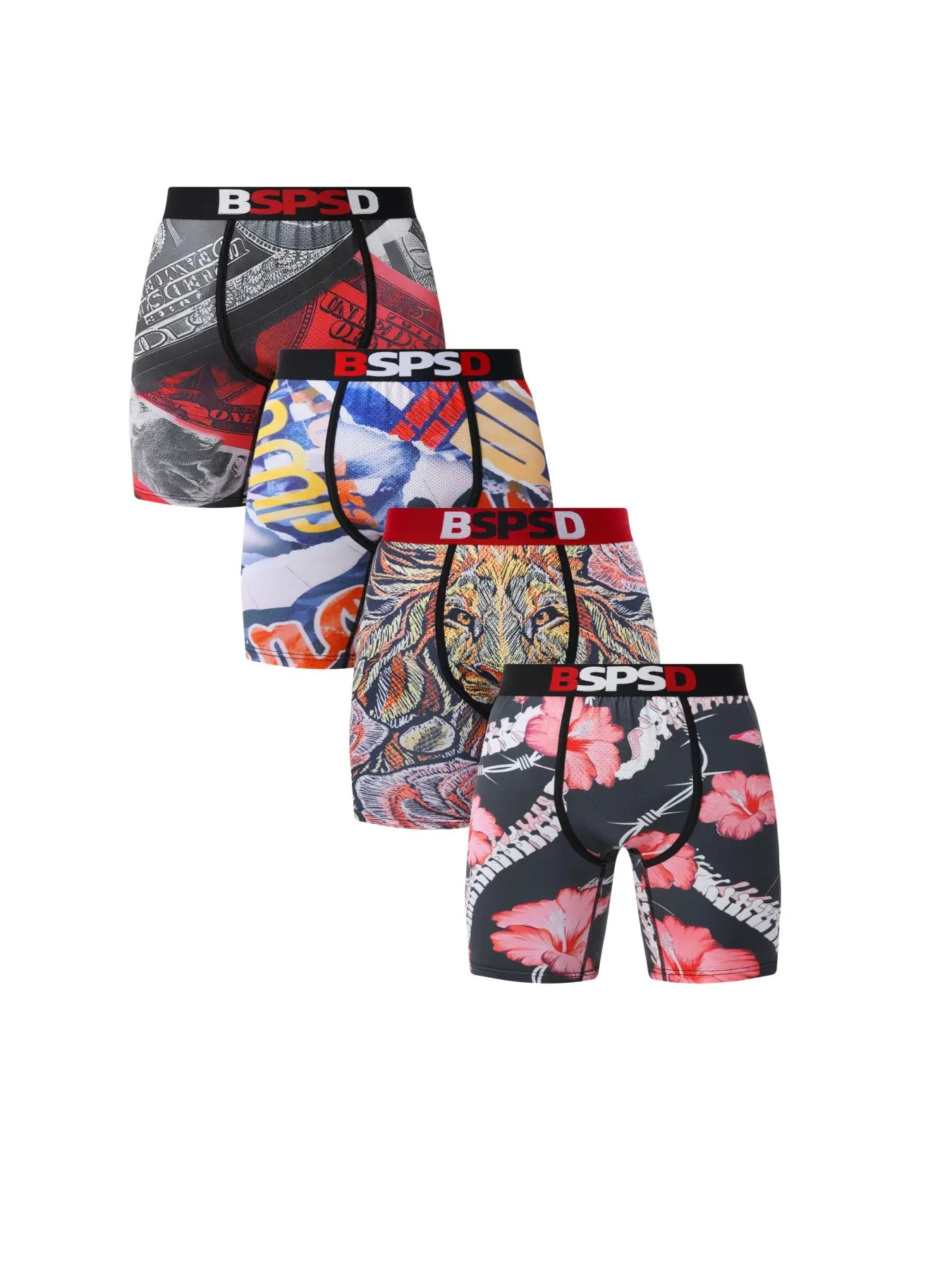 4Pcs Men's Street Style Underwear Boxers Briefs Print, Breathable Soft Fabric, Ideal for Fitness, Comfortable Inner Wear, Active Lifestyle