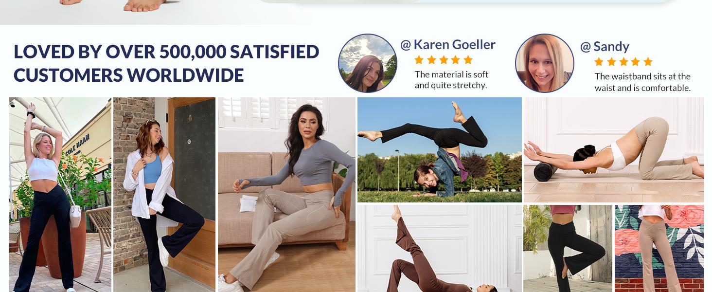 baleaf Petite-Fit Women's High-Waisted Knit Flared Pants-Crossover Waistband, Pockets, Breathable & Moisture-Wicking-Ideal for Yoga, Fitness, and Casual Wear [PC:dbh095]