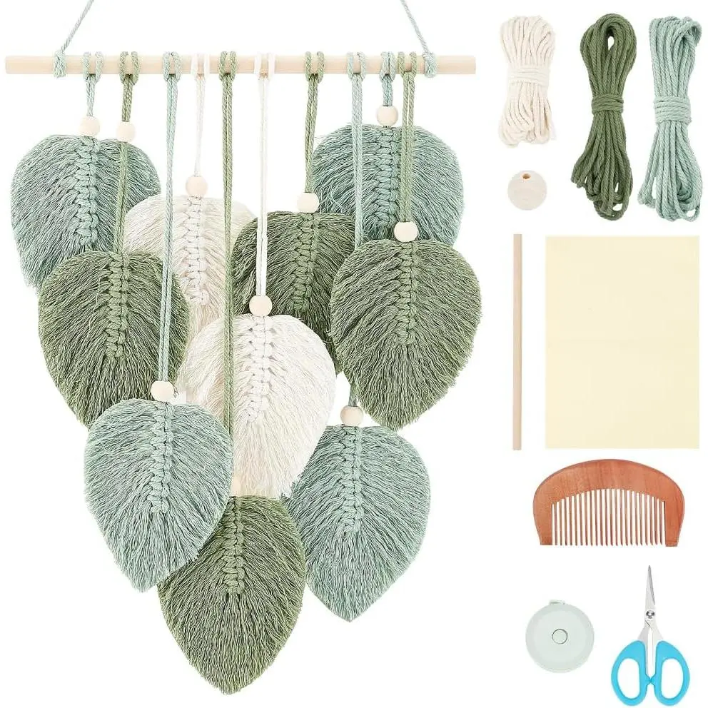 DIY Macrame Leaf Wall  Beginners Macrame Kit Leaf Woven Tapestry  Wall  DIY Macrame Kit for Adults Birthday