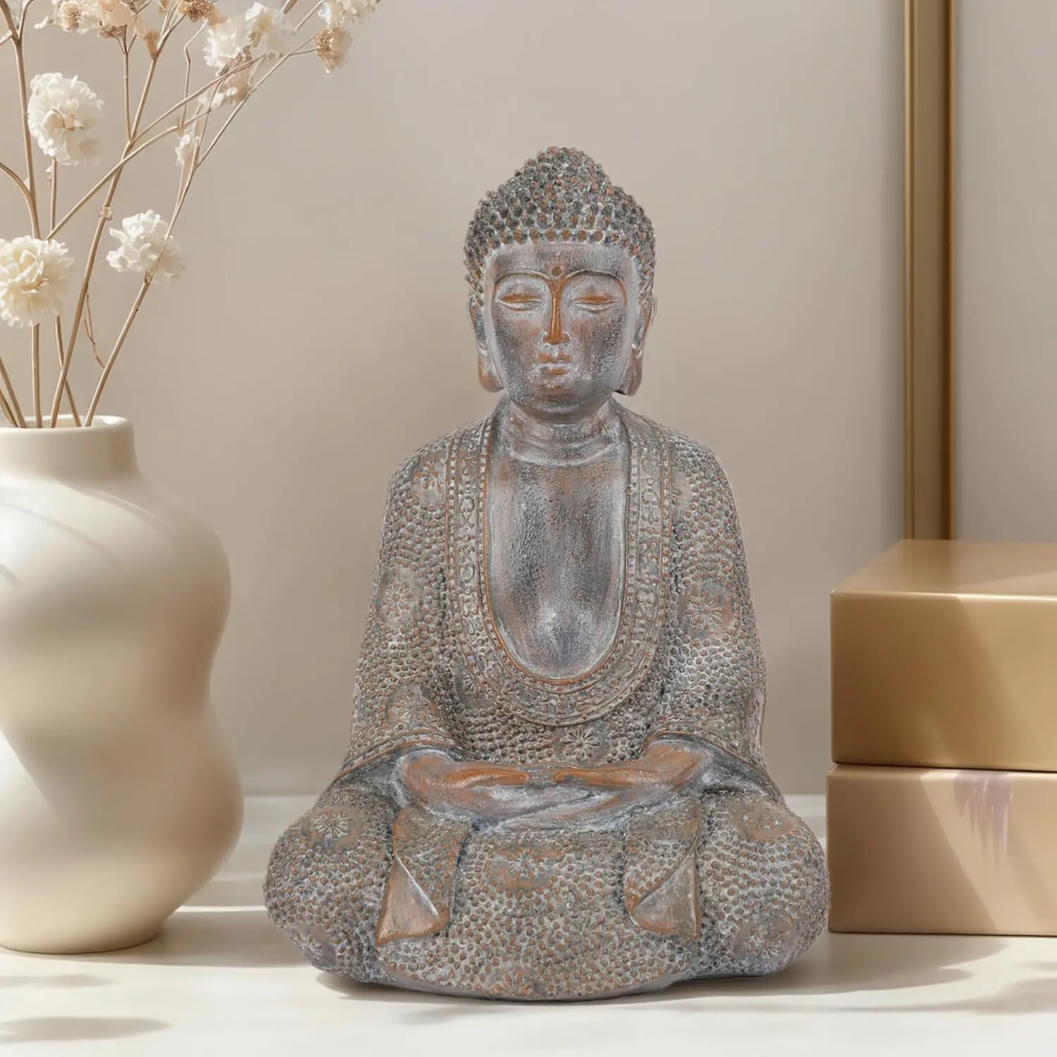 Buddha Statue Outdoor Zen Garden Sculpture for  Meditation Decor | Buda Decoration for Patio Desk Porch Yard Art  Decoration