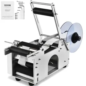 VEVOR Semi-Automatic Round Labeling Machine, 20-50pcs/min, Electric Bottle Label Applicator for Round Bottles, Round Bottle Labeler Suitable for Bottle Diameter 0.78-4.72 inches (with Pressing Bar)