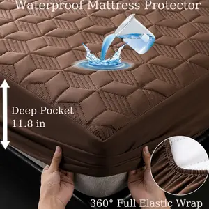 Noiseless Waterproof Fitted Sheet, Quilted Mattress Cover with Deep Pocket, Hypoallergenic Bed Protector, Comfortable Sleep Solution