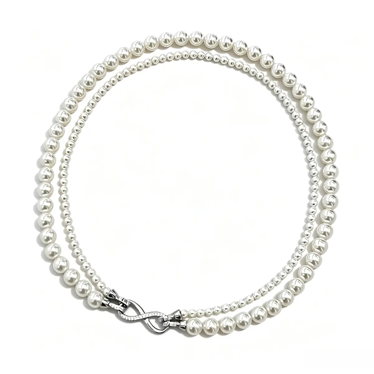 Women Multi‑Tone Faux Pearl Short Layered Collar Necklace, Detachable Infinity Clasp, Ideal for Daily Wear Parties and Date Occasions