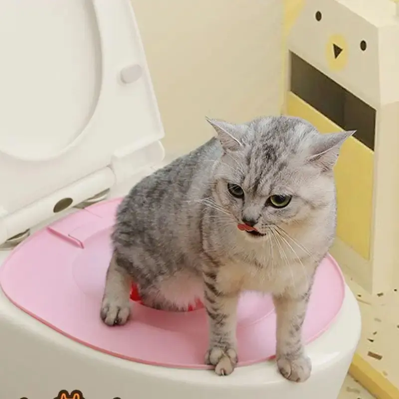 Reusable Plastic Cat Toilet Training Kit with Pet Litter Mat, Dog & Cat Litter Toilet Training System for Pet Cleaning