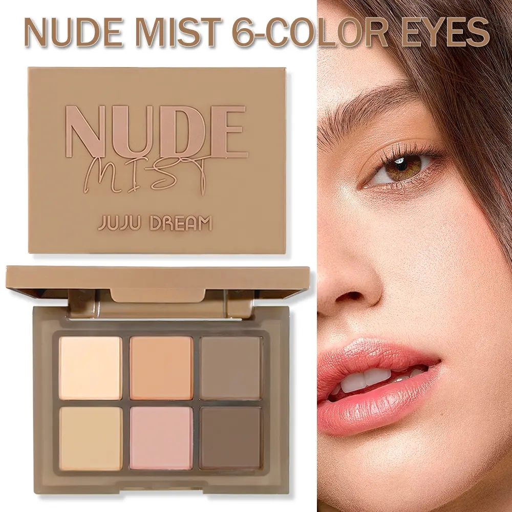 JUJU DREAM 6 Shades Matte Nude Neutral Eyeshadow Palette, All-matte warm earth beige & soft pink tone collection, Warm Neutrals Eyeshadow, creamy ultra-fine powder with low fallout, effortlessly blendable buildable pigment without patchiness