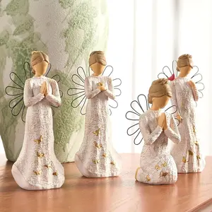 4 count Set Sympathy Angel Figurines for Loss of Loved Ones Angel Statues  Decor Serenity Prayer Grieving Remembrance Bereavement Gifts for Women  Sculpted Hand-Painted Figure Prayer Hands
