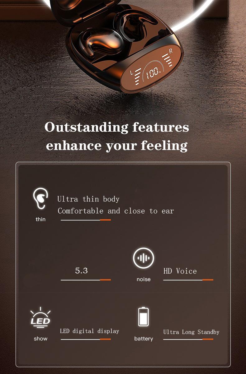 X55 Wireless Earbuds Invisible Sleep Headphones Noise Cancelling Low Latency Gaming Waterproof  Wide Compatibility in-ear esrbuds audio earphone bluetooth-compatible wireless earphone mini sport music video Retractable Dual USB-C Car Charger