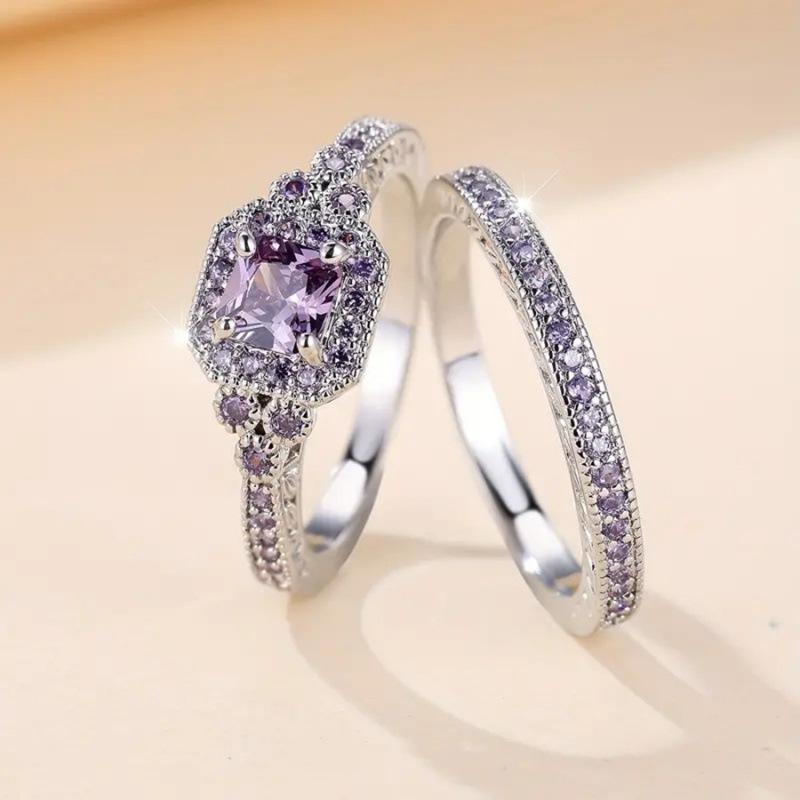 2-Piece Dazzling Stone Ring Set | Stackable Rings with High-End Feel – Simple, Stylish, Sparkly Everyday Jewelry for Women 💎✨