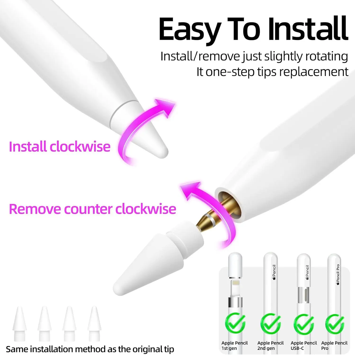 Apple Pencil Replacement Tip, Original Handwriting Pen Tip for iPad Accessories, Compatible with Apple Pencil, Essential Writing Tool