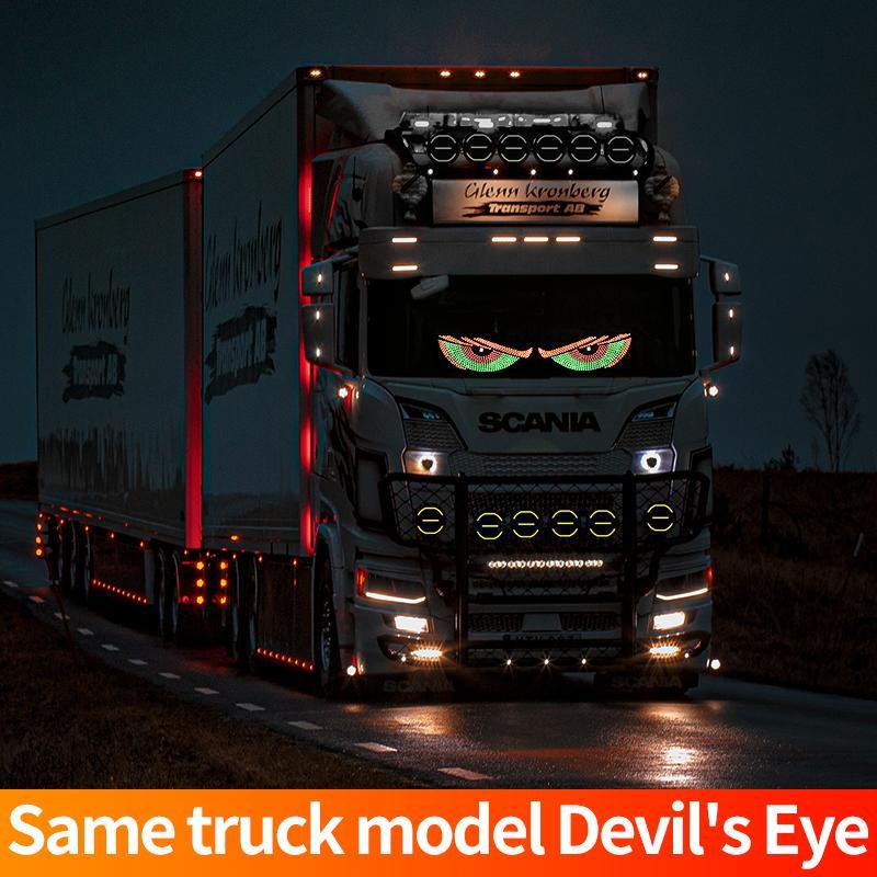 New Car Dynamic Devil's Eye Light Car Sticker Led Display Truck Car Front and Rear Windshield Glass Light Eye Warning Light Truck Decal Car Decoration