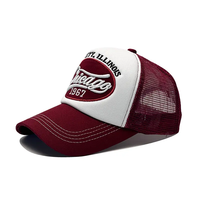 Stetson-Style Color Block Trucker Cap for Men - Mens Hats, Americana Sports & Outdoor Breathable Mesh Sun Protection Casual Hat, Americana Sports & Outdoor Hats
