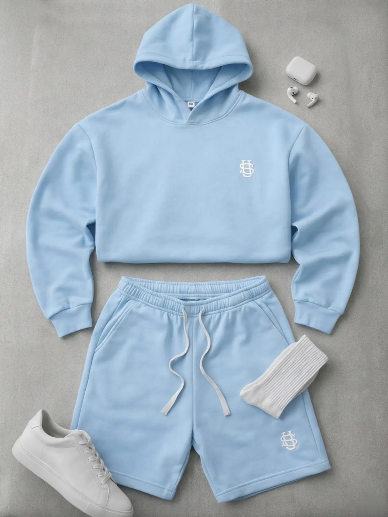 Embroidered Hoodie and Shorts Set, Soft and Comfortable, Casual Sportswear, Athleisure Set, Perfect for Home and Leisure, Two-In-One