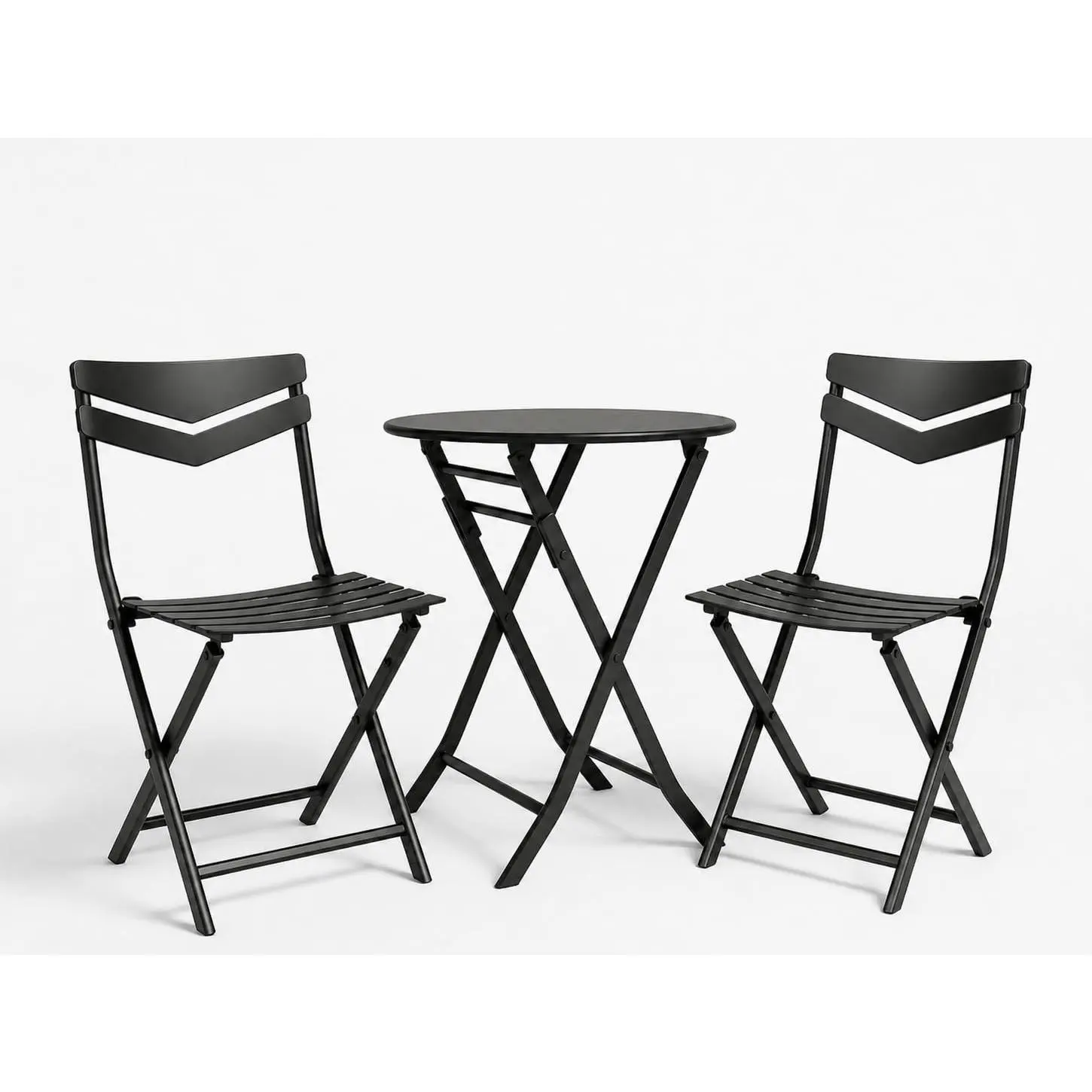 GAOMON Space-Saving 3-Piece Folding Bistro Set – Metal Patio Table & 2 Chairs – Weather-Resistant Outdoor Garden Furniture for Balcony, Porch, Small Spaces