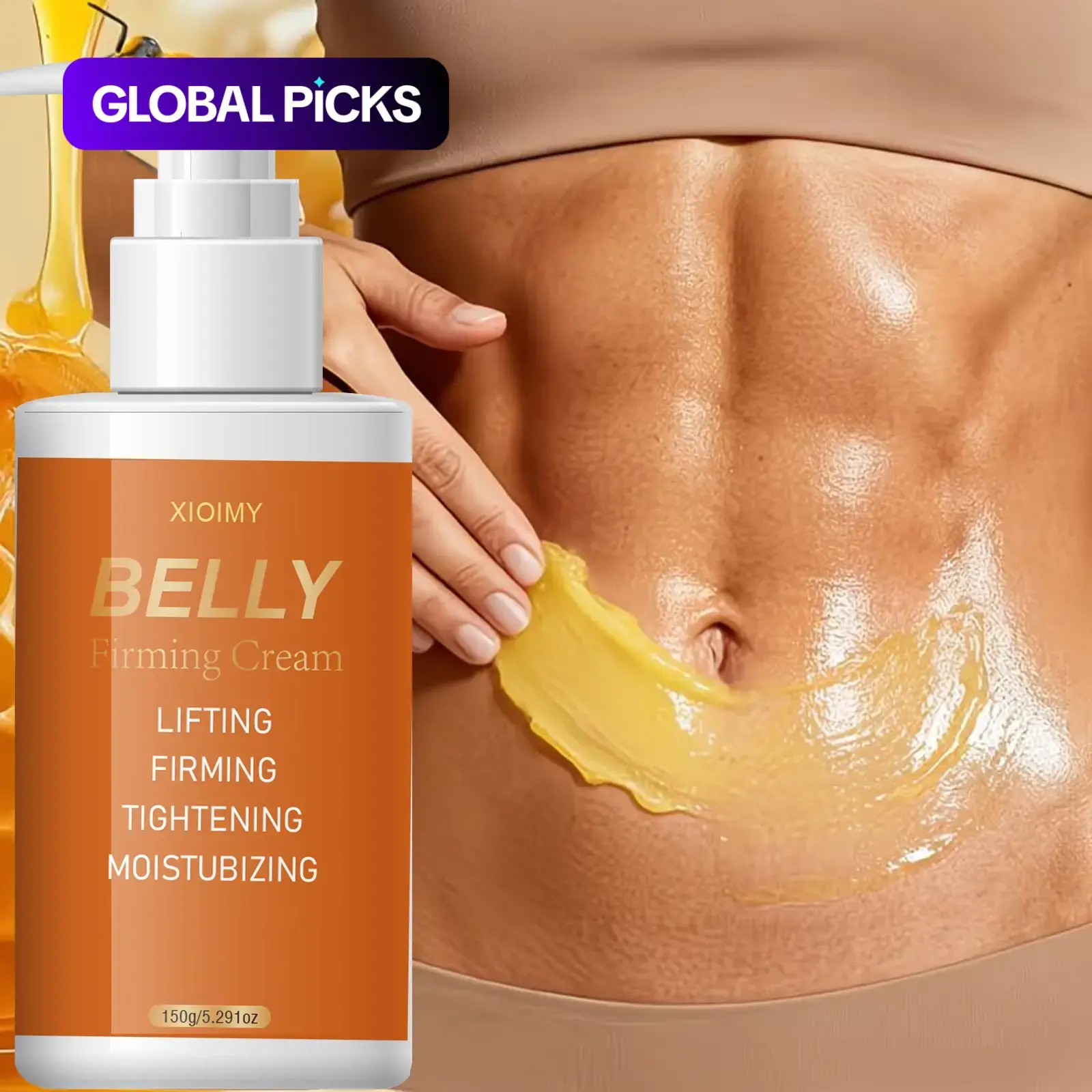 Large Capacity Gentle Abdominal Firming Skin Tightening Body Contouring Cream, Body Care 150G, Instant Tightening, Natural Ingredients, Moisturizing, Hydrating, for Arms, Belly, Buttocks and Thighs #GLOBAL PICKS