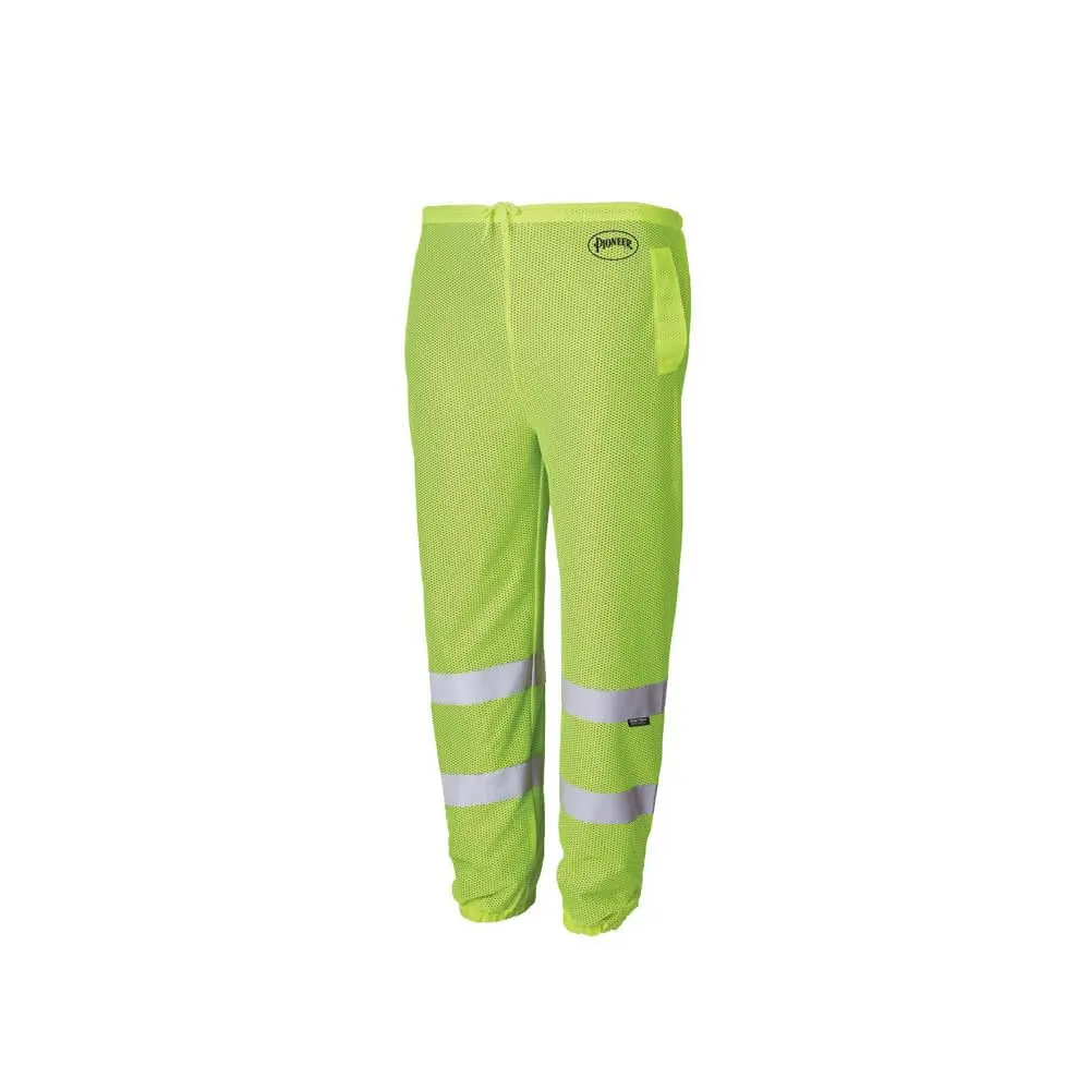 Pioneer Hi Vis Reflective Safety Pants for Men & Women - High Visibility Mesh for Construction, Traffic Work - Yellow/Green