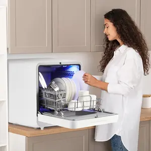 Smart Compact Countertop Dishwasher, 6 Cleaning Modes 162°F High Temp Hot Water Washing Dish Washer, 4.5L Water Saving Compact Mini Dishwasher for Apartment Dorm Small Kitchen US Standard