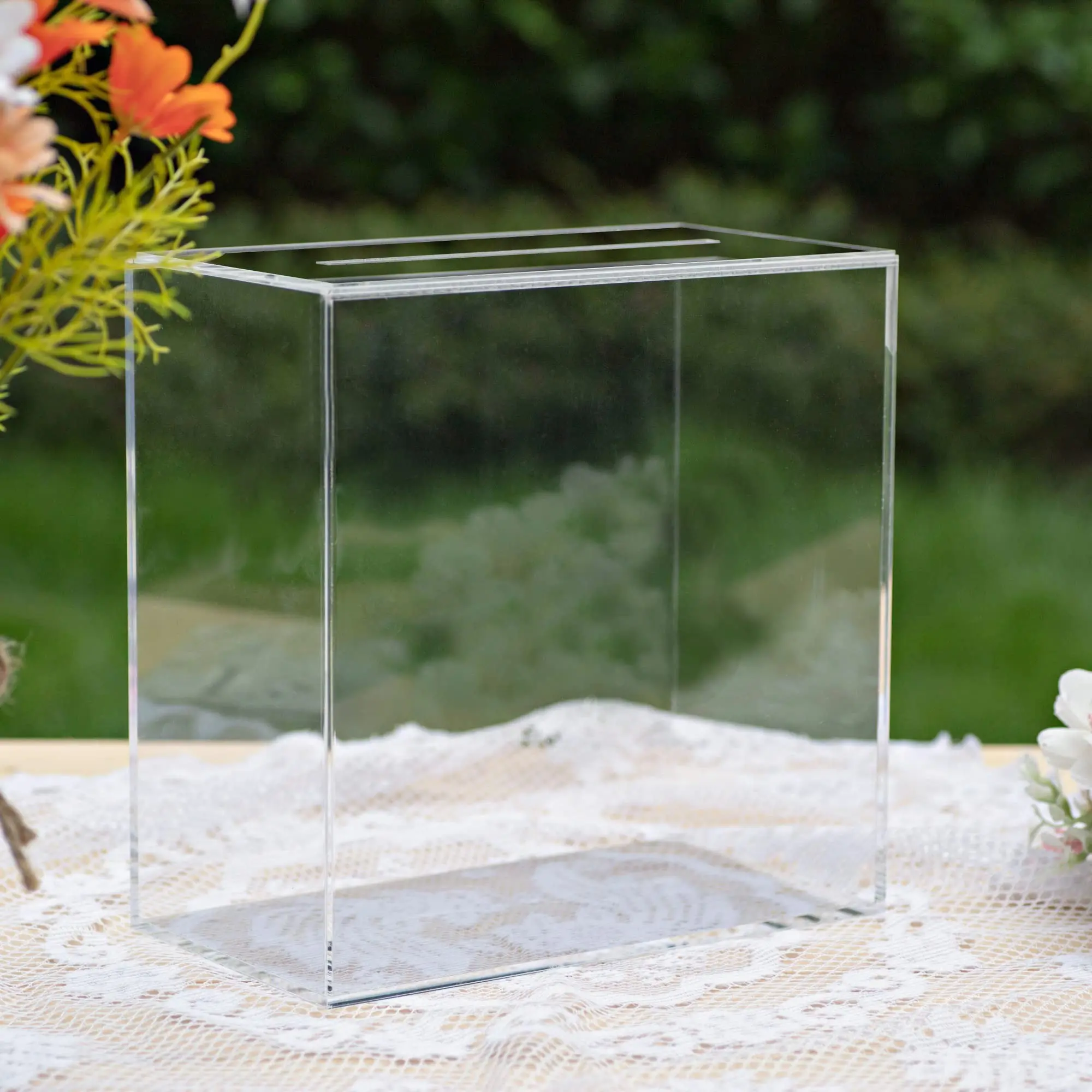 Acrylic DIY Wedding Card Box, Transparent Boxes, Large 10x10x5.5 Inches, Blank No Print, Ideal for Weddings, Parties, Fundraising, Elections, Graduation Gifts