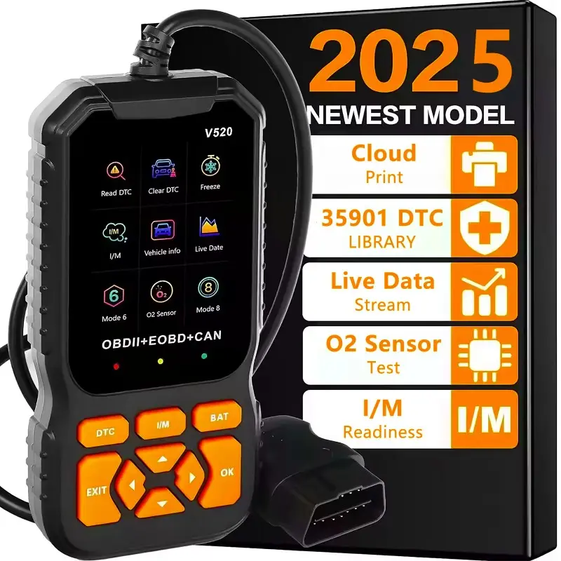 Code Reader Professional V520 Multi-language Automotive OBD2 Scanner Diagnostic Tool Car Diagnostic Tool Real Time Data OBD2 Fault Error Detector