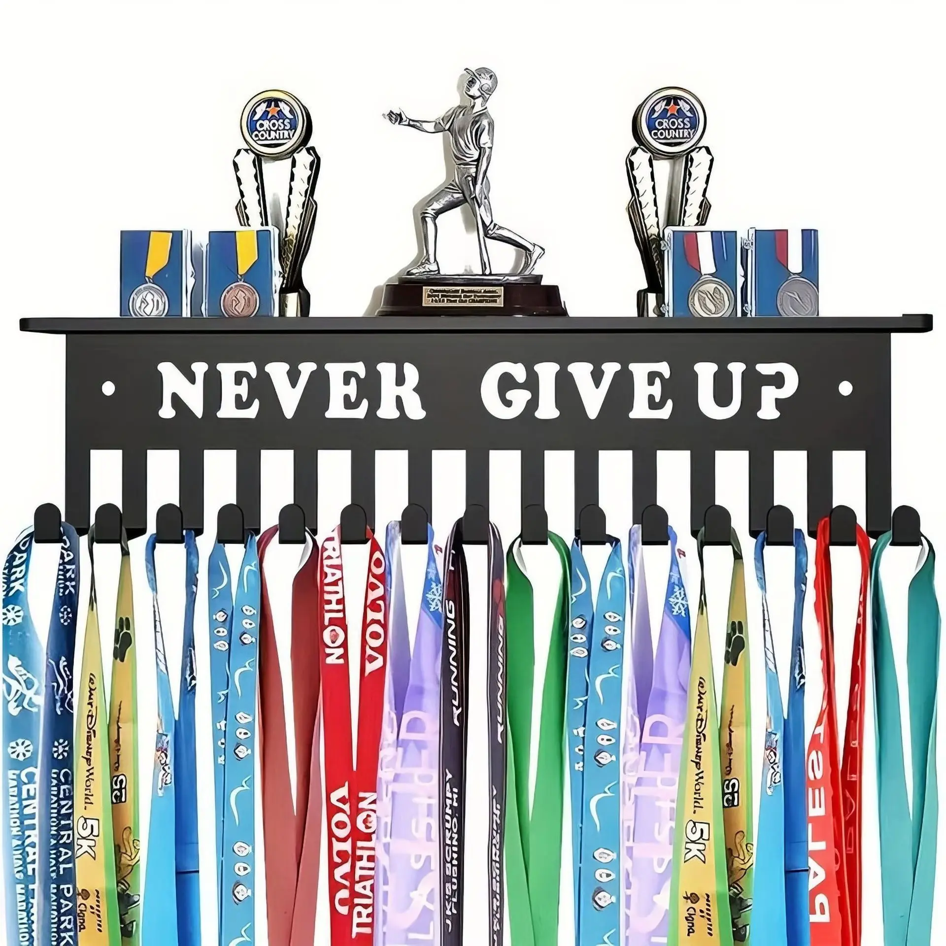 Sports Football Medal Display Metal Rack, Race Bib and Medal Hanger for Runners, Durable Medal Holder Display Rack, Storage Holder, Perfect for Sports Enthusiasts