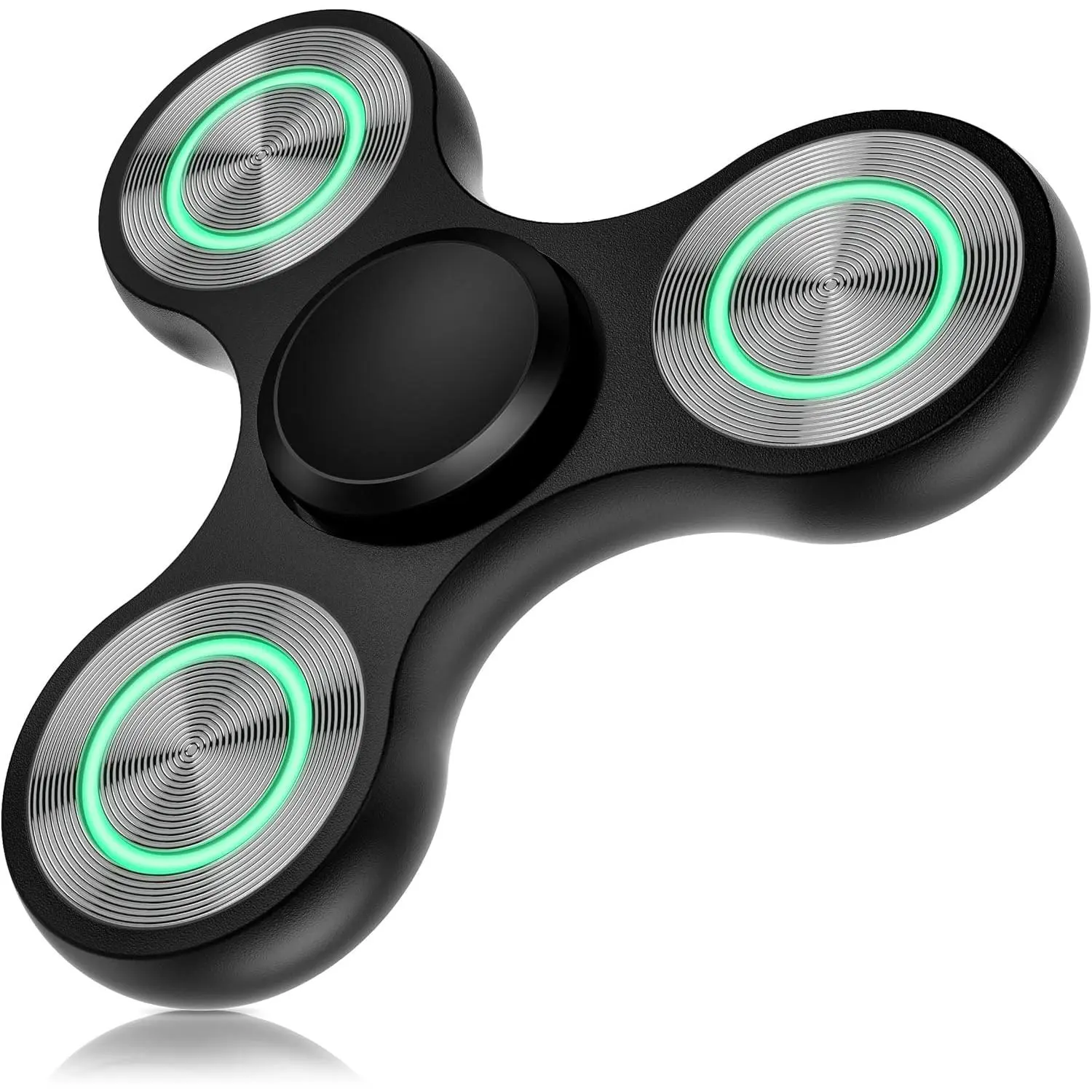 Metal Light Up Fidget Spinner Toys, Durable Stainless Steel Bearing High Speed Silent with Fluorescent Precision Focus Anxiety Stress Relief Boredom Fidget Spinners for Kids & Adults Blackfidget toys