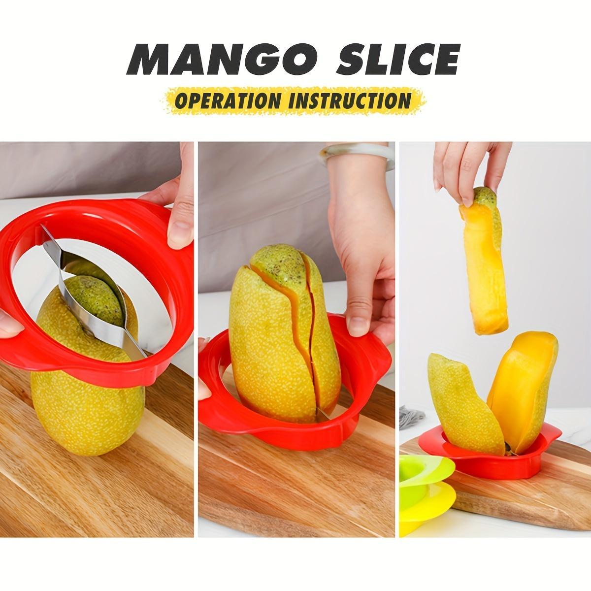 Stainless Steel Mango Slicer, Easy-To-Use, Curved Blade for Perfect Cuts, Manual Kitchen Tool, Mango Pit Remover, Ideal for Cooking