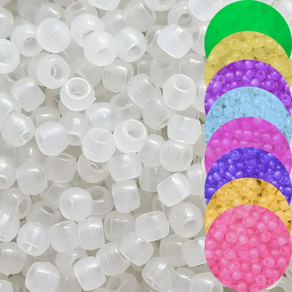 700 count UV Pony Beads Luminous Beads Changing UV Reactive Plastic Beads Glow in The Dark Fun for Jewerly Bracelets Making 8x6mm