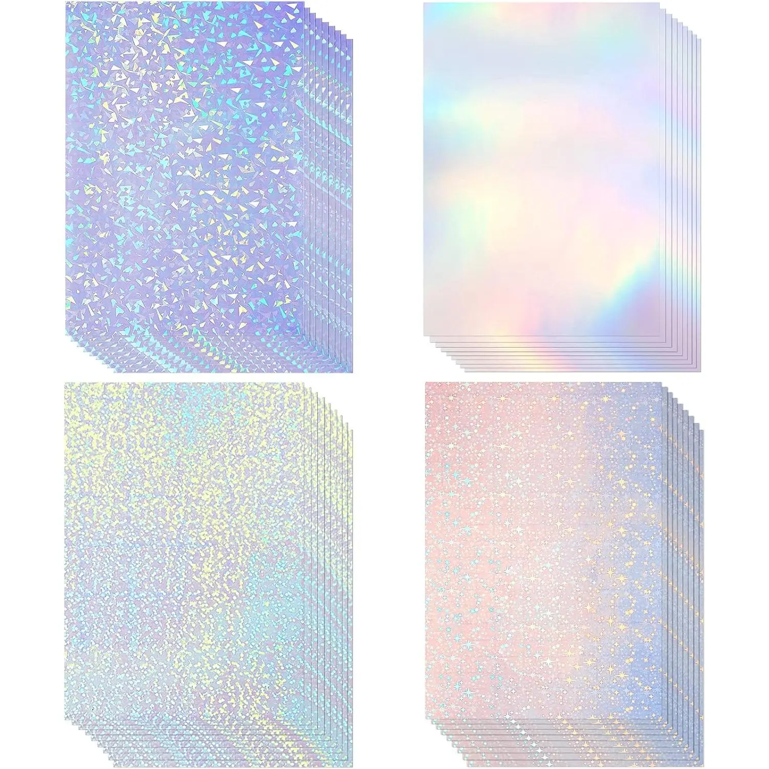 36 Sheets Holographic Sticker Paper A4 Vinyl Holographic Laminate Sheets Self Adhesive  Transparent Film, 11.7 x 8.3 inches(,Rainbow,Dot,)