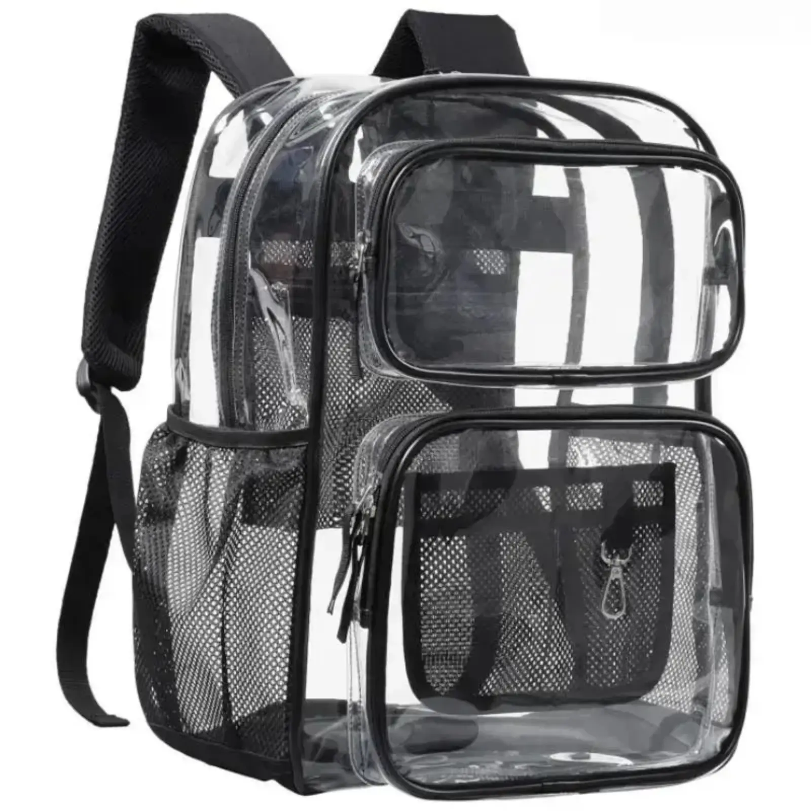 17 Inch Heavy Duty Clear Transparent Backpack, Spacious Durable Multi Front Pocket School Bag, Fits 16 Inch Laptop, Clear See Through Backpack For Students, Daily Commute, Outdoor Travel Carry Accessory tiktokshopbacktoschool