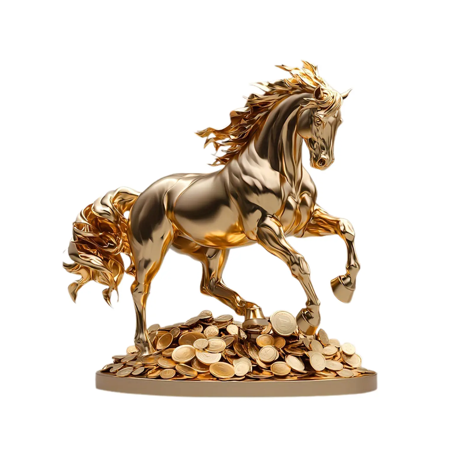 Flat Horse Statue Collectible Golden Coins Horse Decorations 2D Flat Table Top Decor Office TV Cabinet Desktop Home Decoration Ornaments