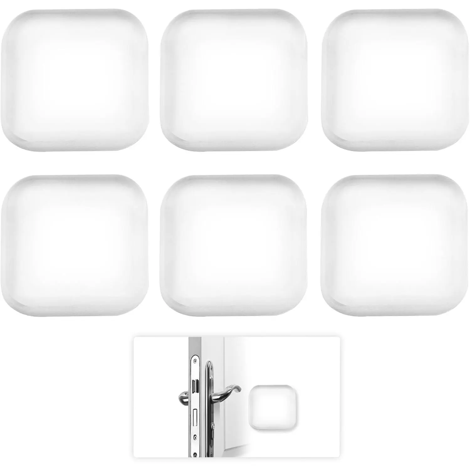 6 count Door Stopper Wall Protector, Wall Shield Bumper Guard from Door Knobs,Soft and Transparent,Sturdy Self Adhesive,Washable  Shock Absorbent Gel for  Office (6)